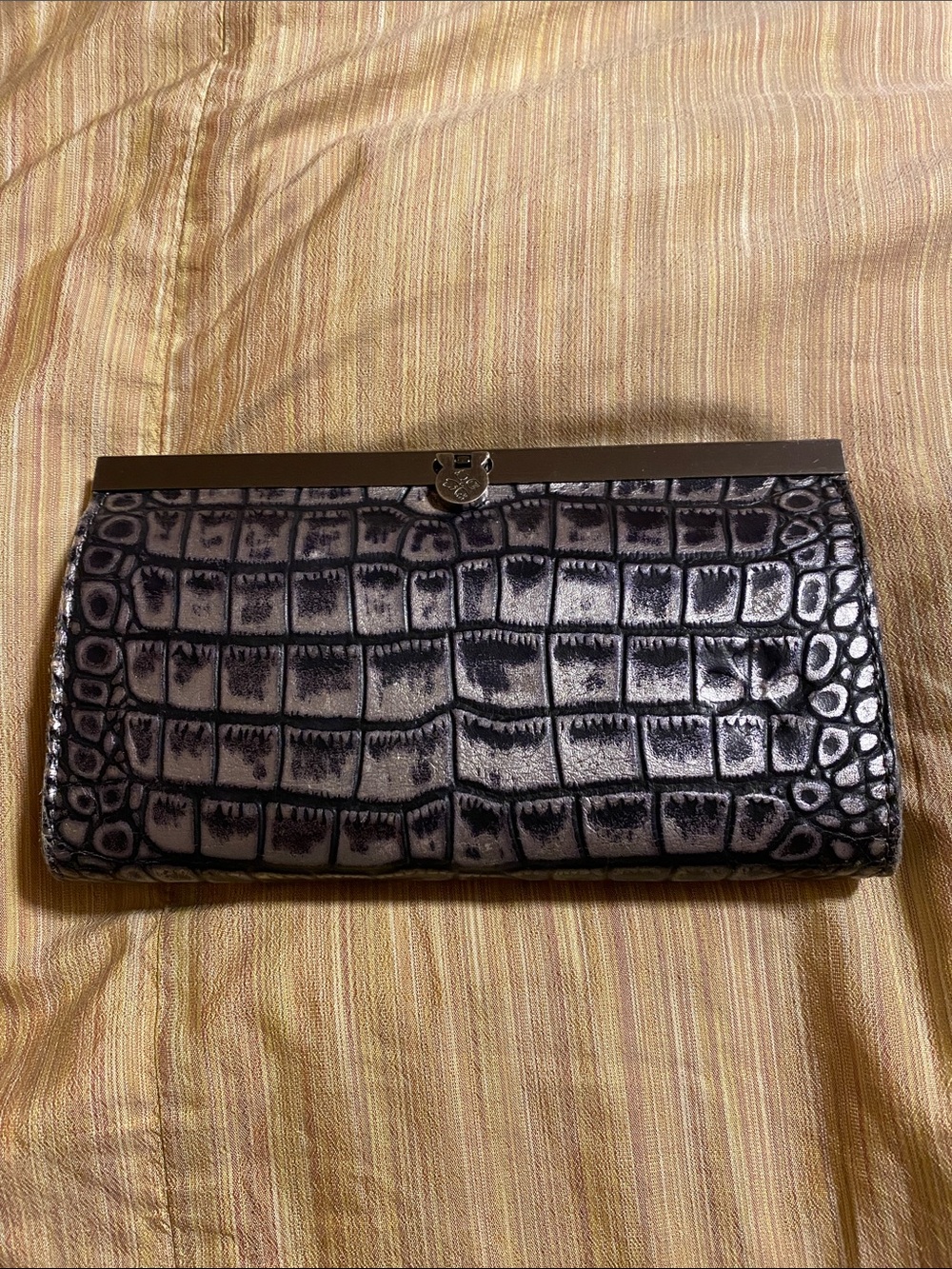Patricia Nash Black and Silver Croc-Embossed wallet